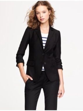 J. Crew 1035 Black  100% Wool Super 120s Two Button Blazer 0